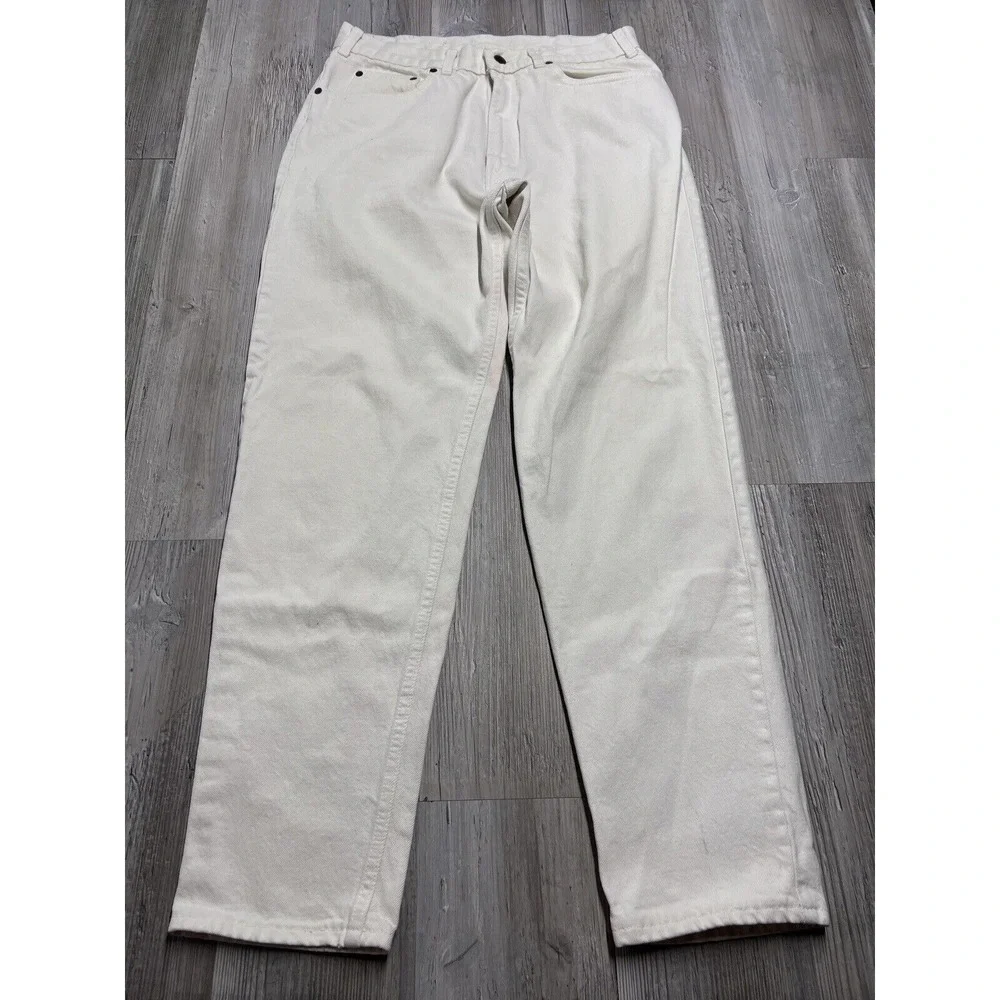 Vintage GAP Womens White Jeans Made In USA 80s 90s Denim Tapered Leg Size 31sx30